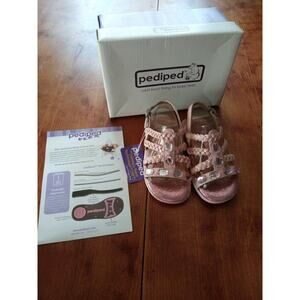 Pediped Flex Phoebe Rhinestone Gem Sandals Memory Foam Size 6-6.5 Narrow Pink